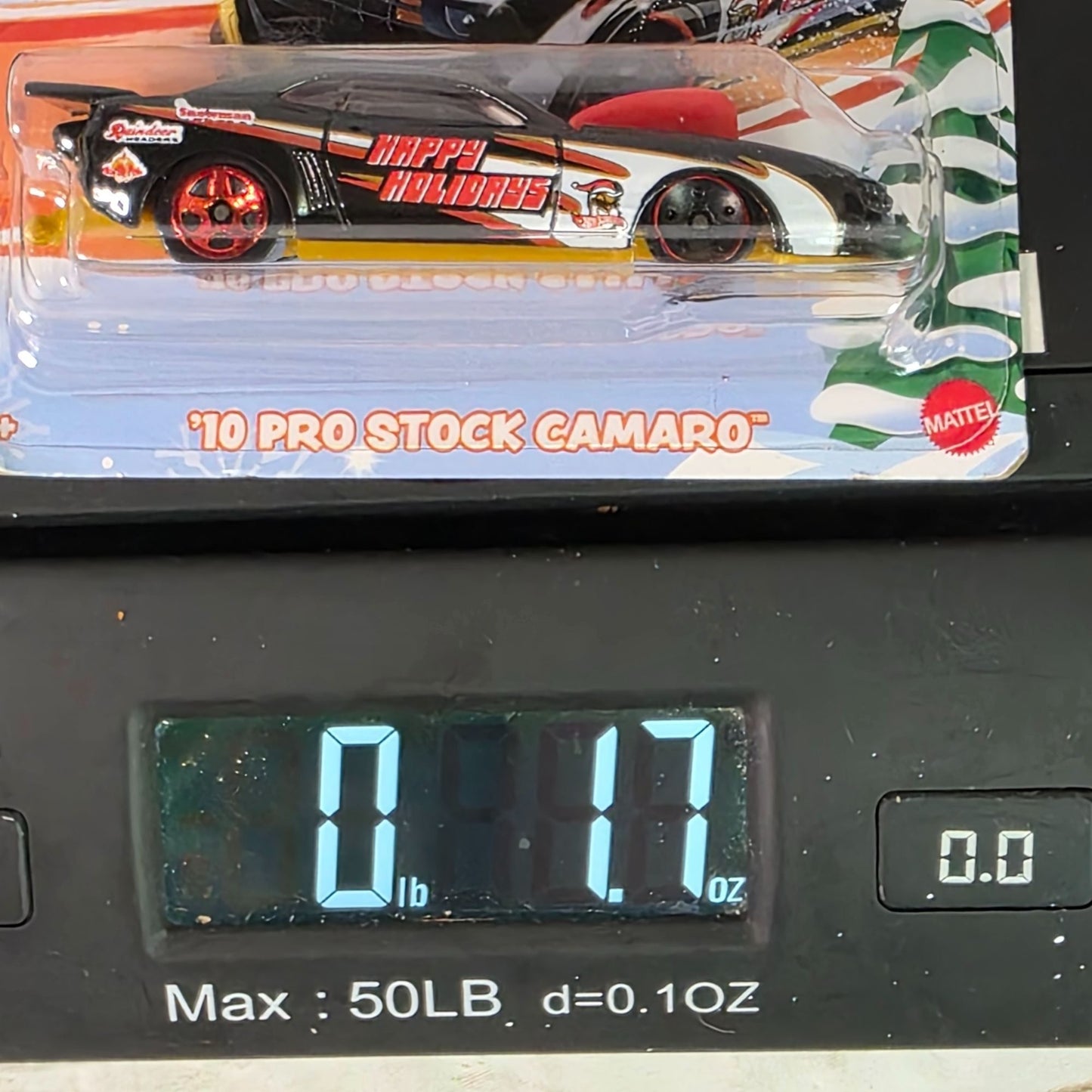 Hot Wheels 10 Pro Stock Camaro Die-Cast Car Christmas Edition 3/5 Sealed Card W3099