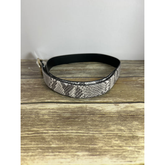 Calvin Klein Womens Snake Print Belt With Gold Buckle Synthetic Leather Size S Black/Gray