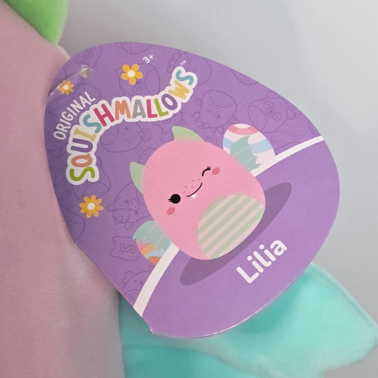 Squishmallows 12-Inch Lilia The Dragon Plush Toy Original Jazwares Soft Cuddly Collectible Pink & Green