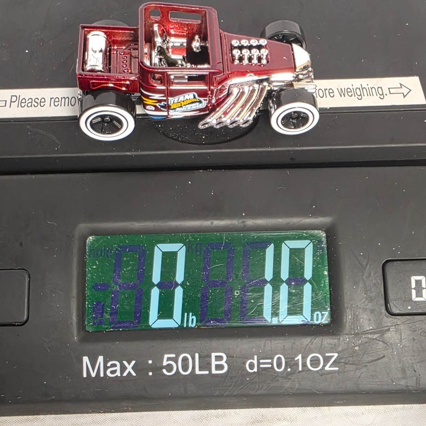 2005 Hot Wheels Bone Shaker Red Die-Cast Car With Skull Grill & Chrome Details