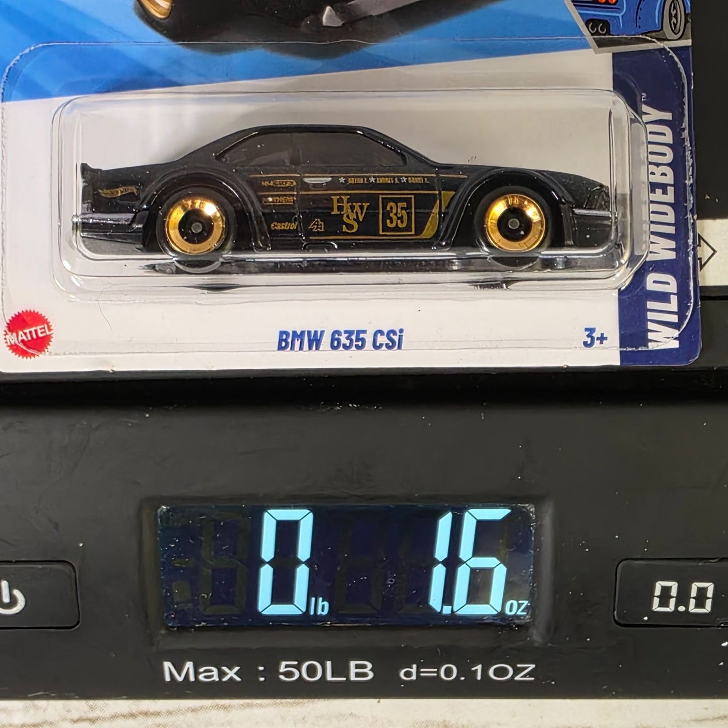 Hot Wheels BMW 635 CSi 2025 Collectible Die-Cast Car 1:5 Wild Widebody Series Black W/Gold Accents 185/250 Limited Edition