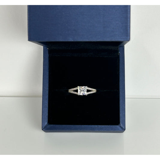 Sterling Silver Princess Cut White Sapphire Ring