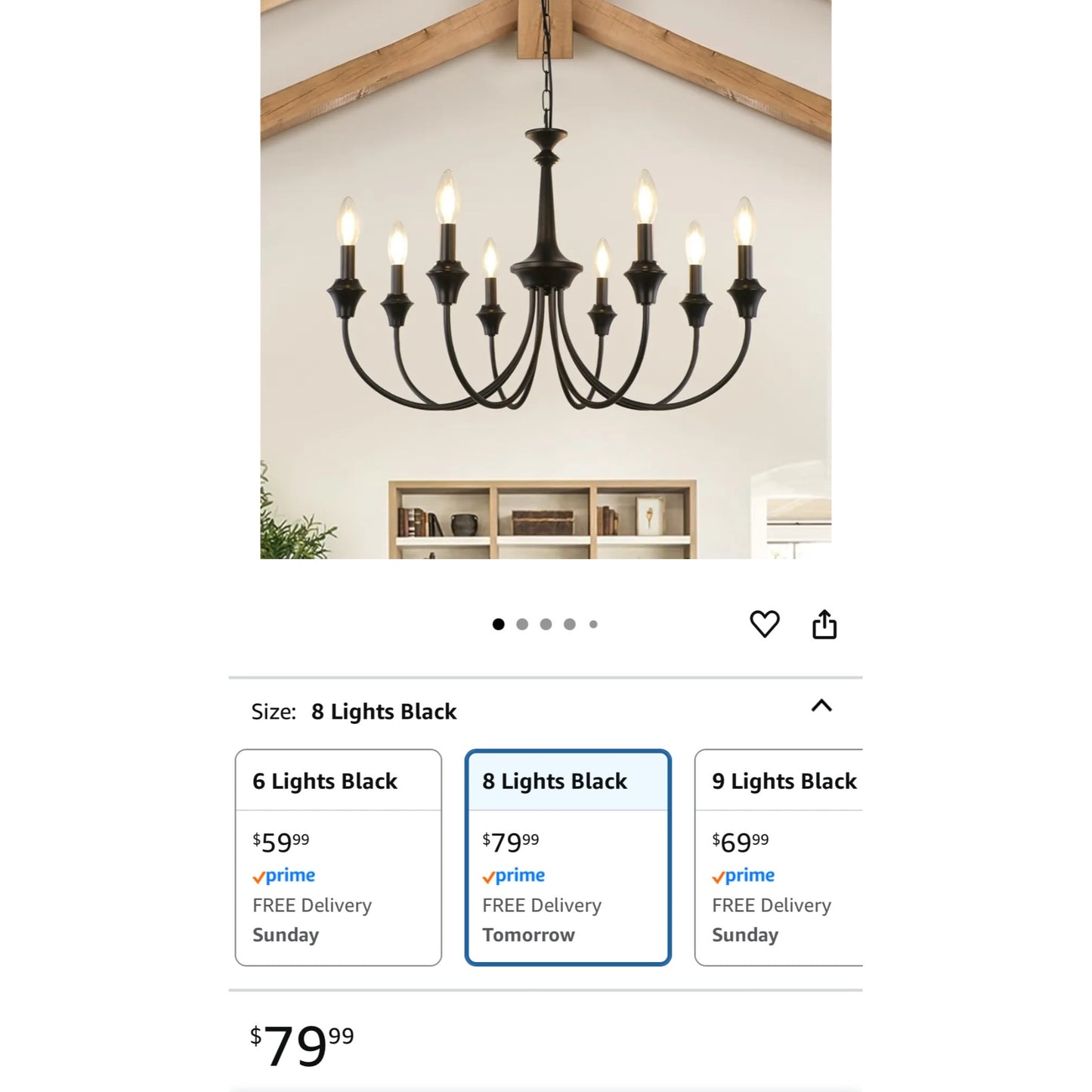 KMaiPem Black Farmhouse Chandelier With Adjustable Arms 6-Light Modern Industrial Design New In Box