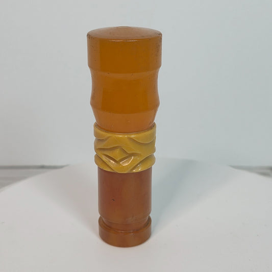 Vintage Amber & Yellow Bakelite Cane Or Umbrella Handle With Carved Detailing
