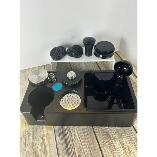 8 In 1 Espresso Knock Box & Organizer For 51MM/54MM/58MM Tamper Distributor & Portafilter With ABS Station Base