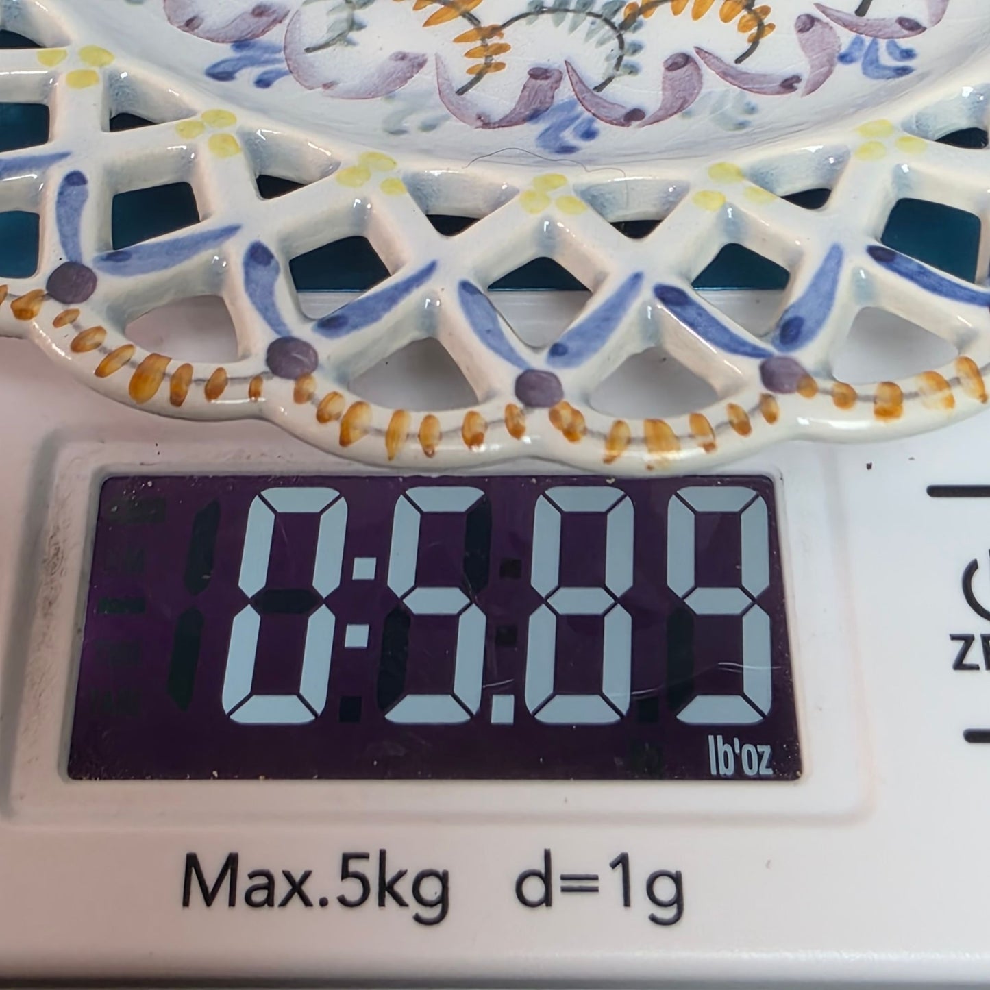 1899 Carvalhinho Porto Hand Painted Reticulated Floral Plate Portugal