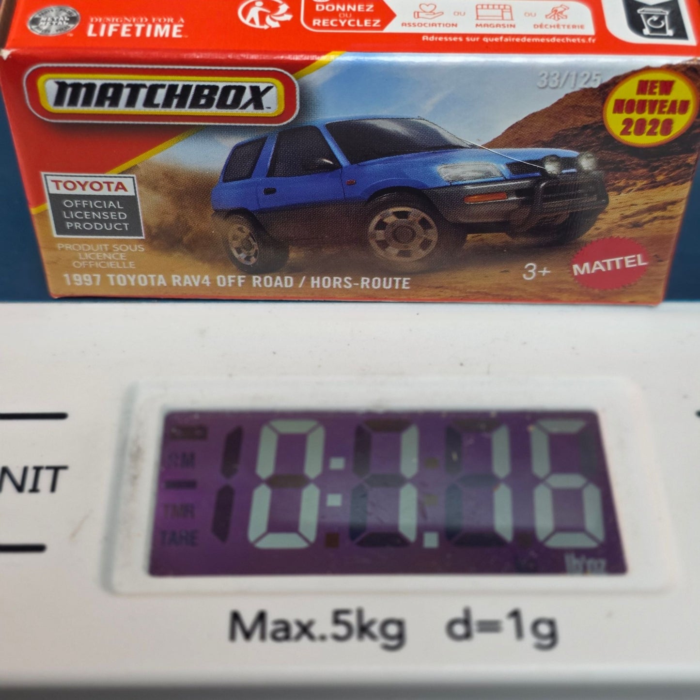 Matchbox 2026 1997 Toyota RAV4 Off Road Blue 33/125 PowerGrab NIB Licensed