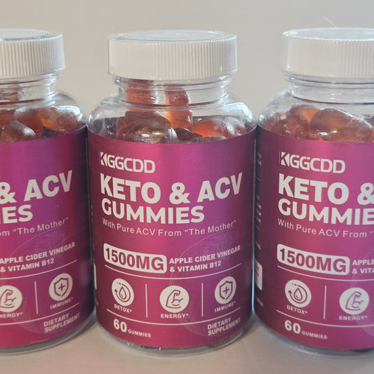 KGGCDD Keto ACV Gummies 3 Pack 180 Gummies Apple Cider Vinegar B12 New Sealed