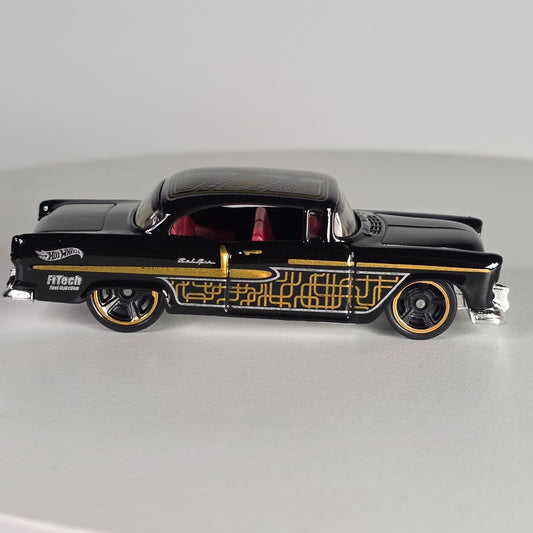 Hot Wheels 55 Chevy Bel Air Black & Gold Die-Cast Collectible Car