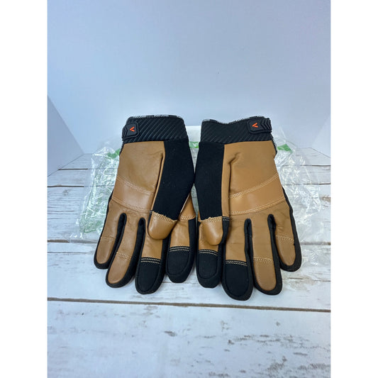 Vgo Heavy-Duty Work Gloves Black & Brown Size 9/L Durable Leather Protective Gear Comfortable & Flexible