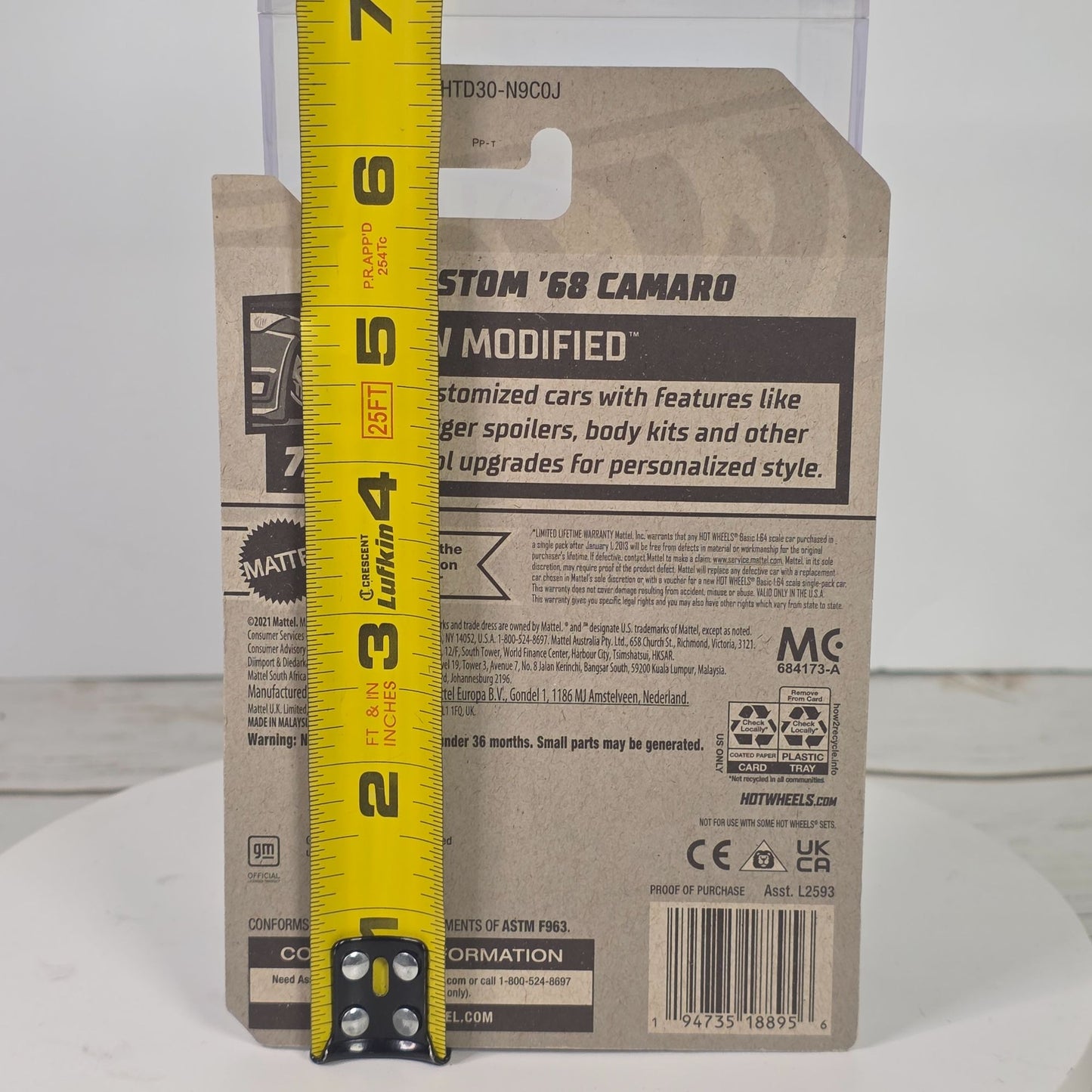 Hot Wheels Custom 68 Camaro Die-Cast Car Red/White Limited Edition 81/250 7/10 HW Modified Series