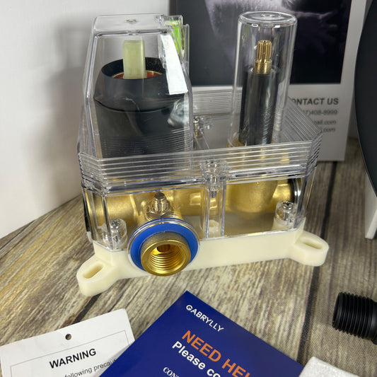 Gabrylly Wall Mounted Pressure Balanced Bath/Shower Faucet Set With Rainfall Showerhead & Handheld Sprayer In Matte Black Finish