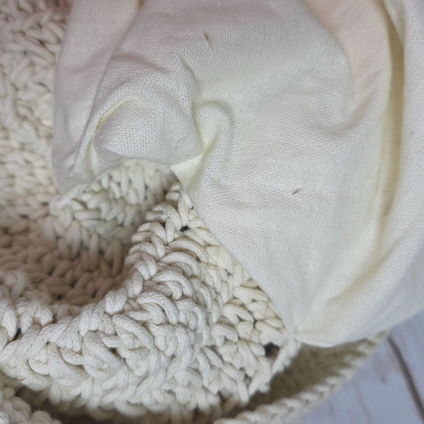 Handcrafted Crochet Tote Bag With Red & Beige Embroidery