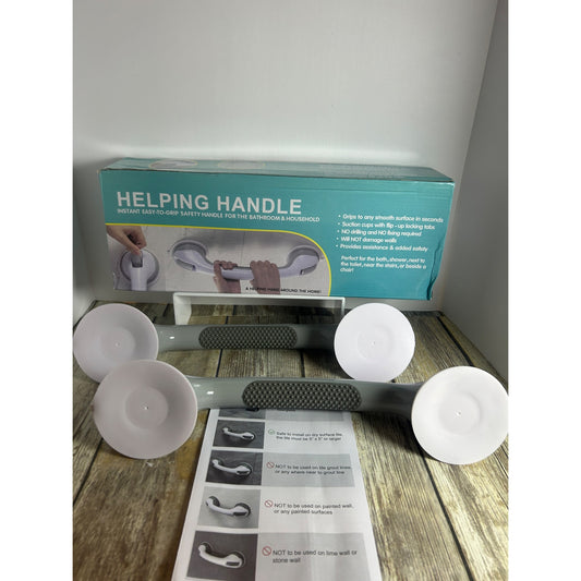 Helping Handle Suction Cups Safety Bar 2 Pack For Bathroom & Household Easy-To-Install Non-Porous Surfaces Safe Grips