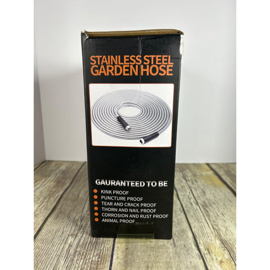 Stainless Steel Garden Hose 50 Ft Advanced Design Kink Proof Tear & Crack Proof Durable Outdoor Use