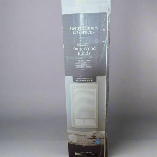 Better Homes & Gardens 30in W x 64 in L White 2 in blinds