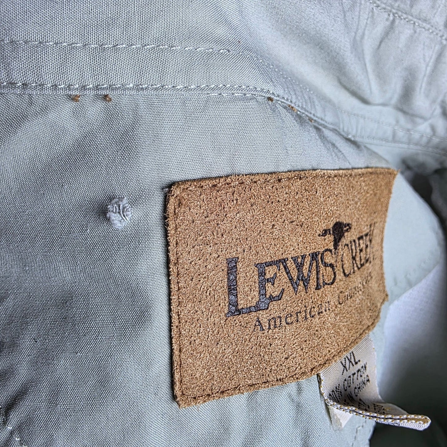 Lewis Creek Mens XXL Long Sleeve Button-Up Shirt 100% Cotton Light Green Outdoor Wear