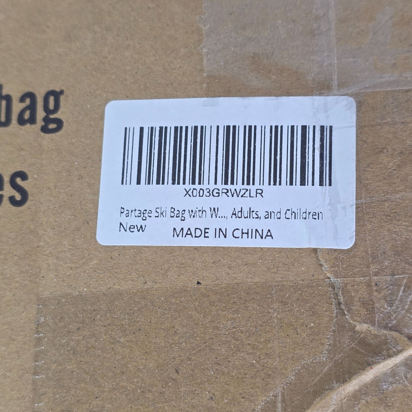 PARTAGE Ski Bag With Adjustable Length Up To 78in 600D Oxford Fabric Waterproof & Padded For Ski Equipment Black