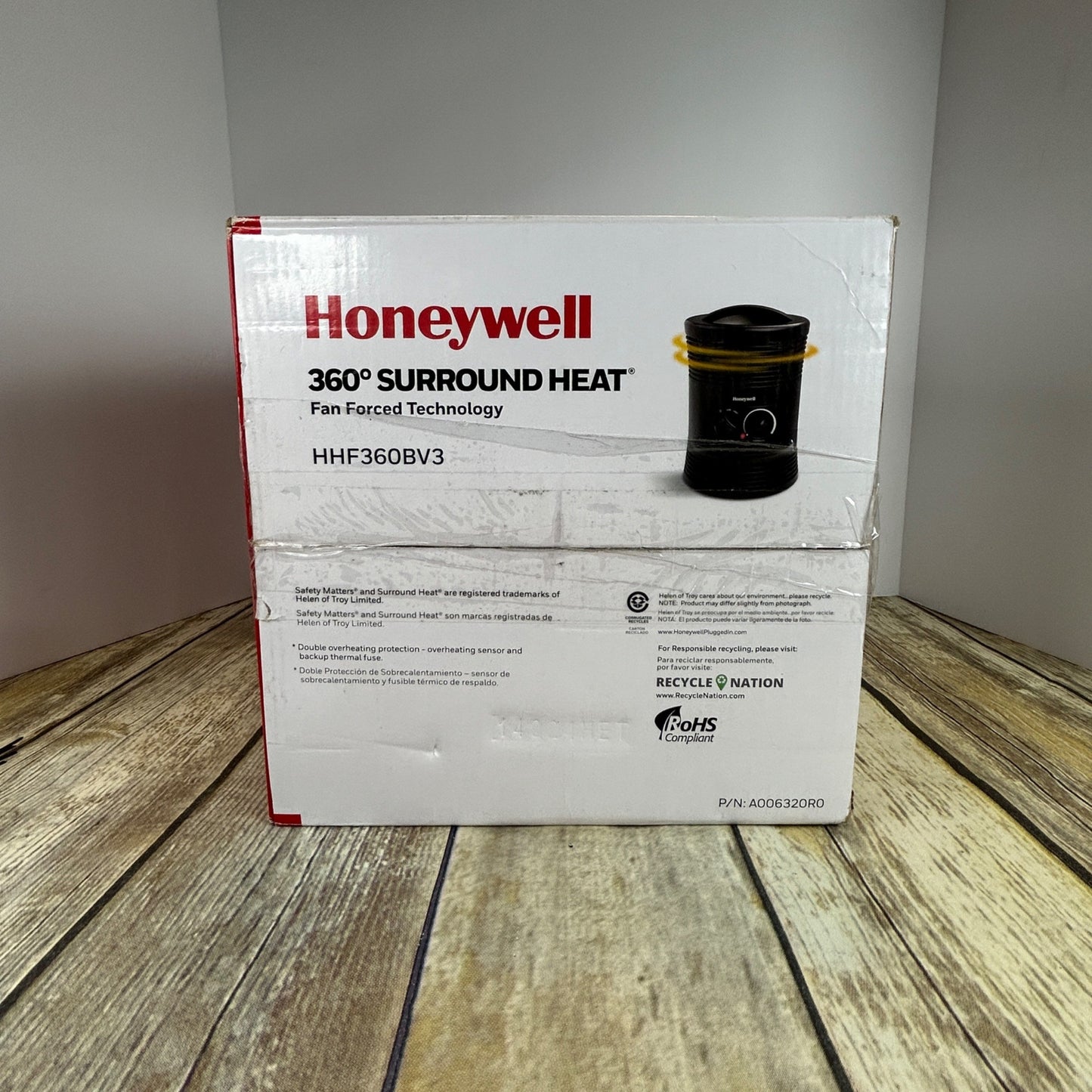 Honeywell 360° Surround Portable Electric Heater With Adjustable Thermostat & Safety Features