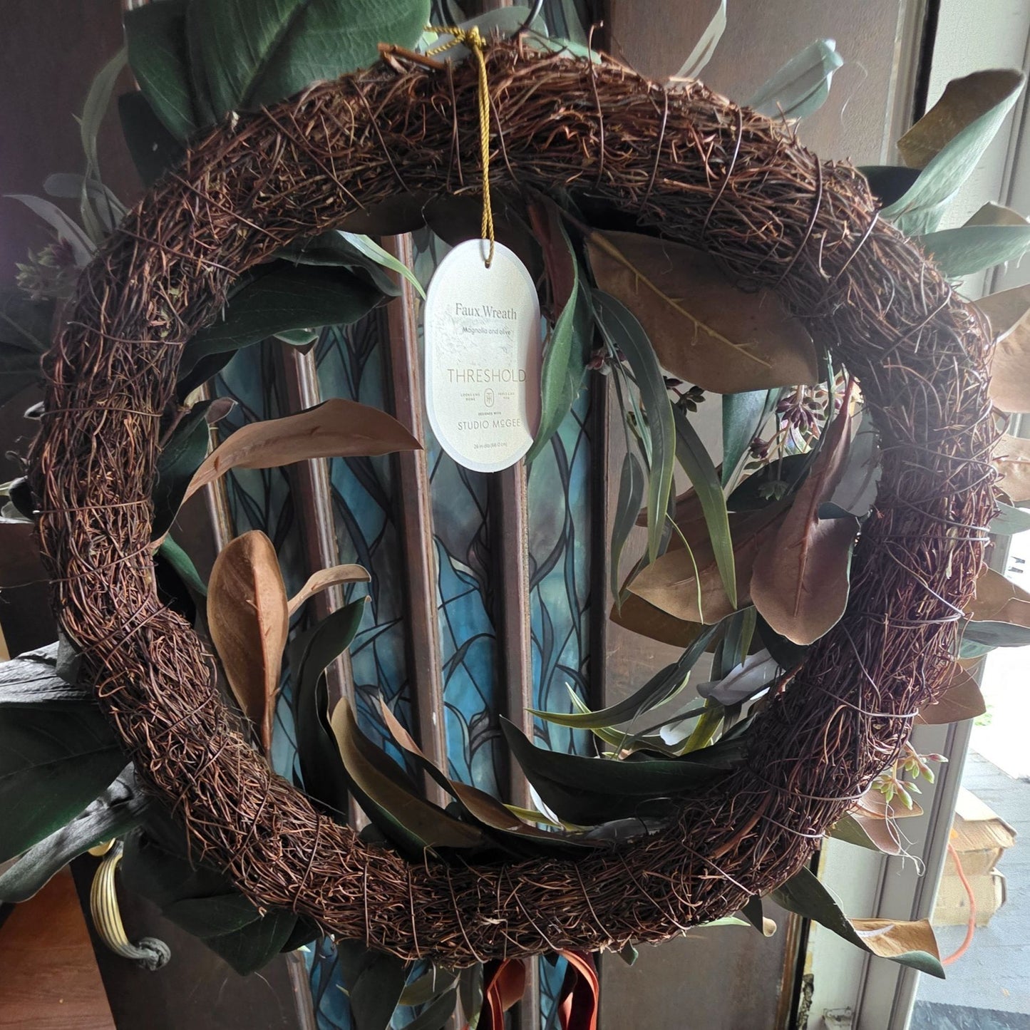 Faux Magnolia & Olive Wreath 26" Indoor Decorative By Threshold Studio McGee