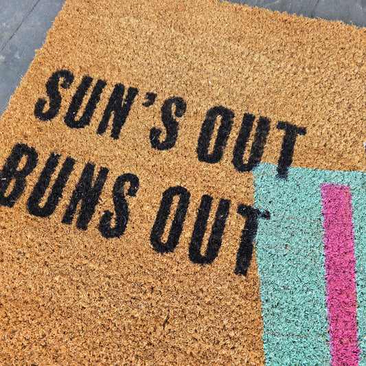 NWT New Cute Sun Squad Doormat Sun's Out Bun's Out Dog 18x30"