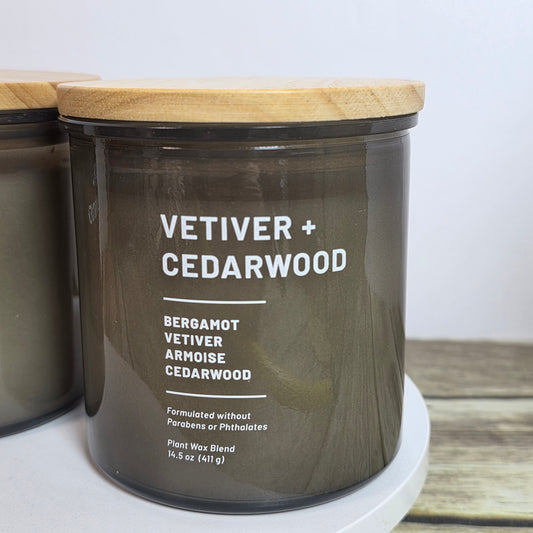 Set of 2 New THRESHOLD Vetvier + Cedarwood 14.5 Oz Brown Candles