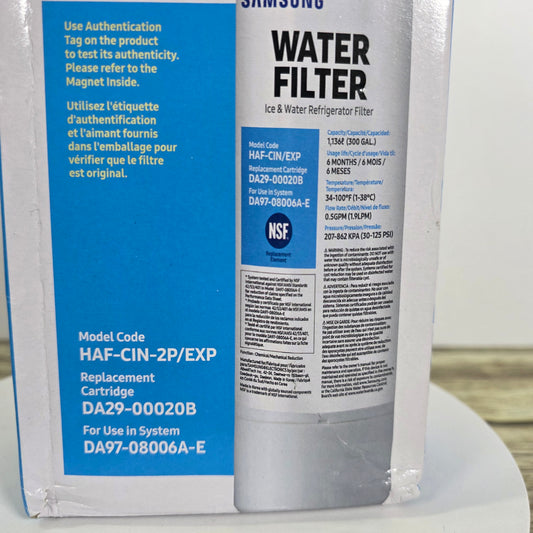 NIB New 2Pk SAMSUNG Ice & Water Filter Replacement Cartridge DA29-00020B