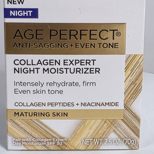 NIB New L'OREAL Age Perfect Anti-Sagging + Even Tone Collagen Expert Night Moisturizer