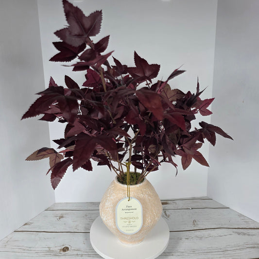 NWT New THRESHOLD Designed W/ Studio McGee Faux Arrangement Burgundy Leaf w/ Vase