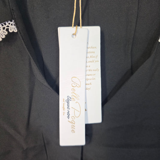 NWT New Belle Pogue Elegant Retro Blouse Black 2XL