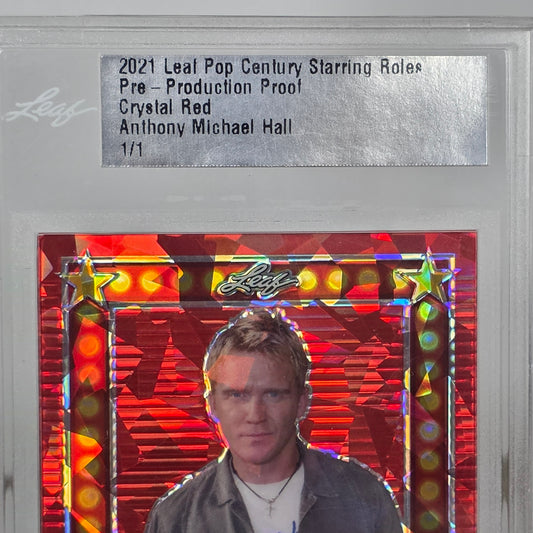 ANTHONY MICHAEL HALL 2021 LEAF METAL POP CENTURY CRYSTAL RED 1/1 PRE-PROD PROOF
