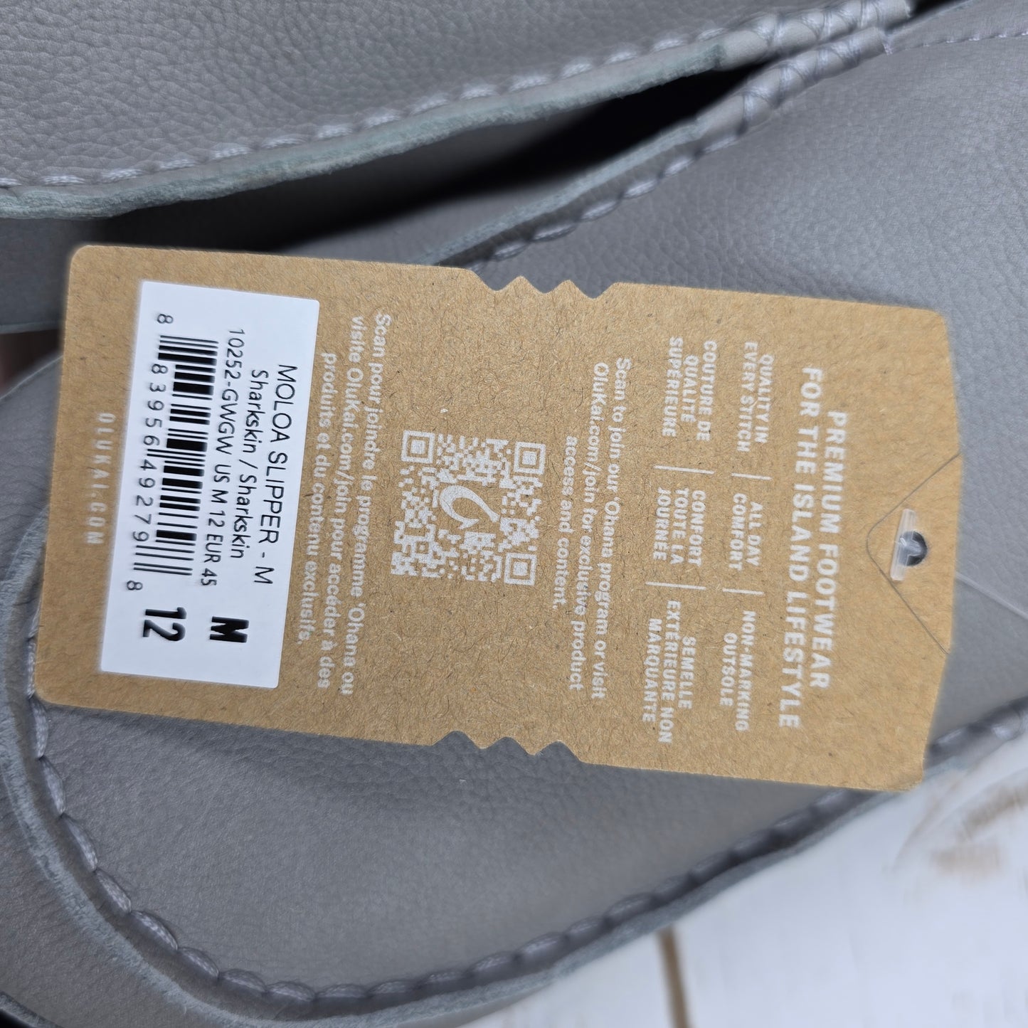 NWT New Men's Olukai Moloa Slippers Sharkskin Gray US Size 12M 10252-GWGW