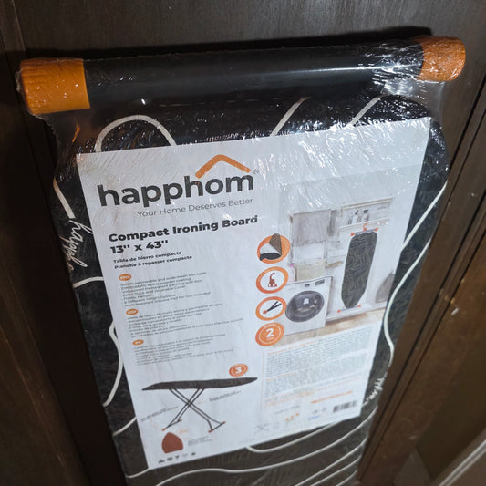 New HAPPHOM Compact Ironing Board 13" x 43" Black TBG-03