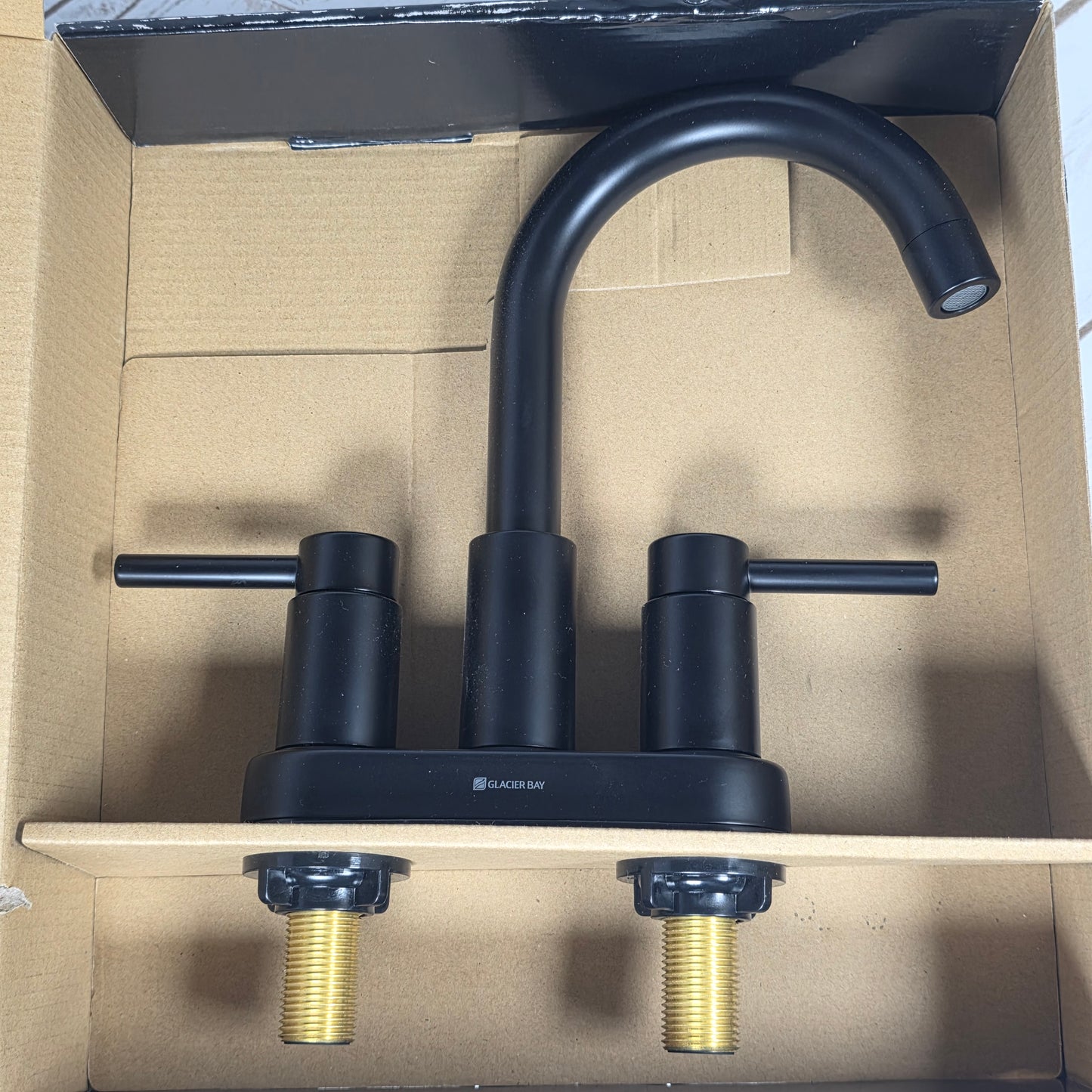 NIOB New Glacier Bay Two Handle Bathroom Faucet 4 in Centerset Matte Black 1005 546 566