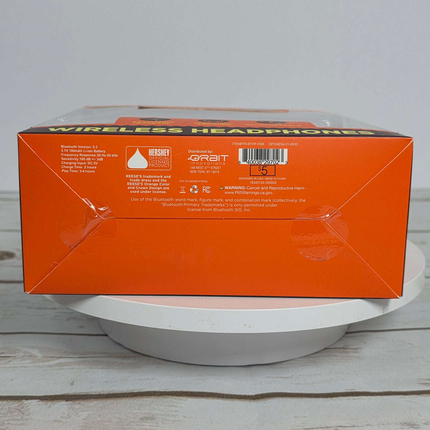 New Reese's Wireless Headphones Bluetooth Orange TR-BTHP-RS6