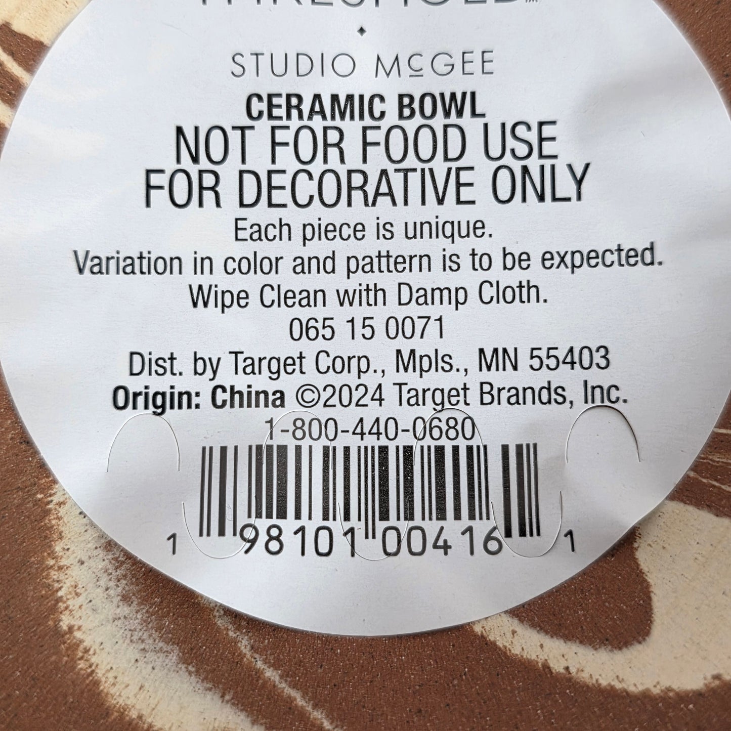 New Studio McGee Orange Swirl Decorative Bowl 10"