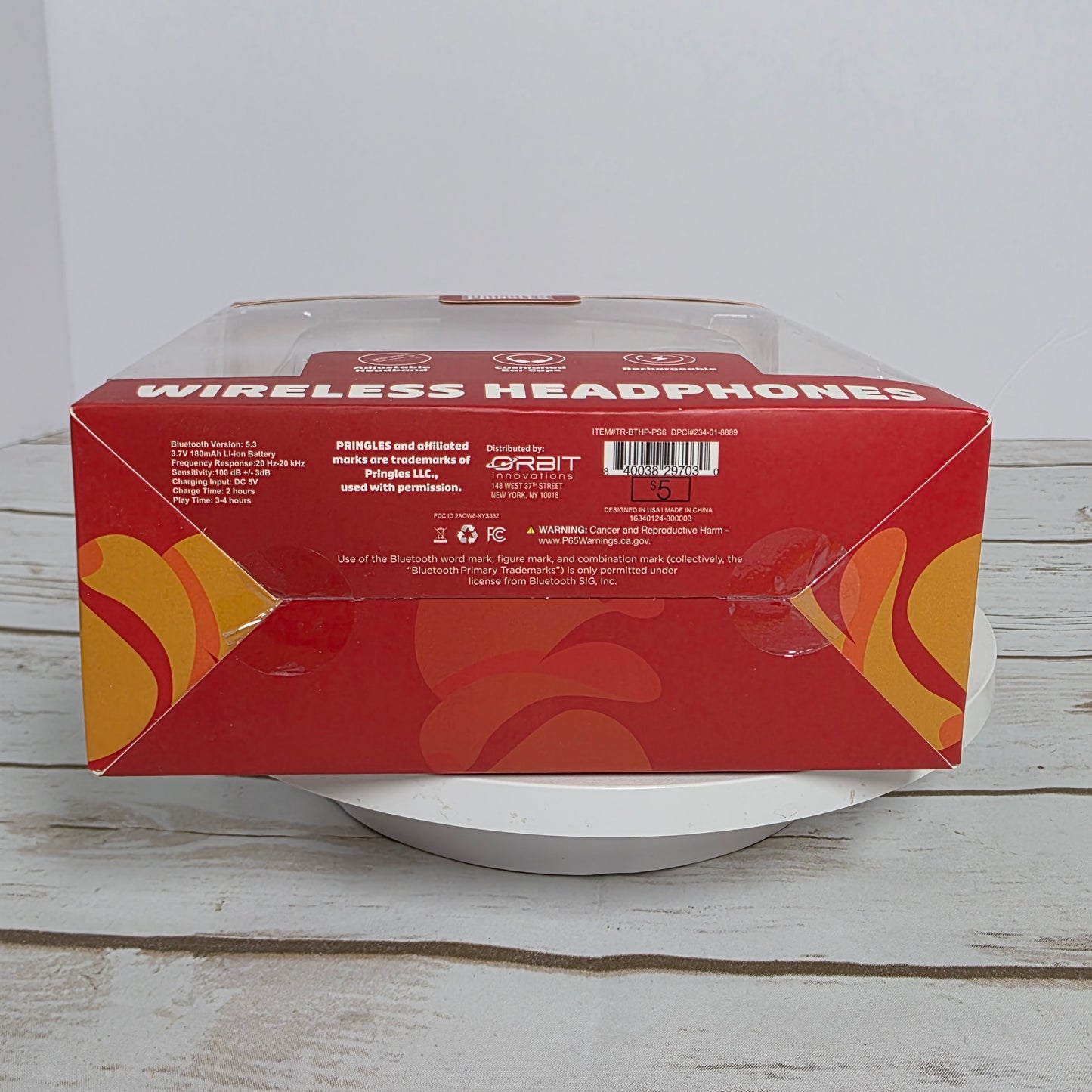 New Pringles Wireless Headphones Bluetooth Red TR- BTHP-PR6