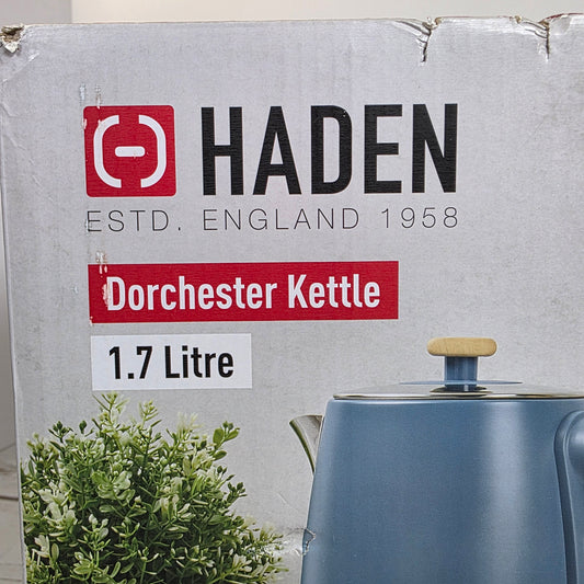 NIB New HADEN Dorchester Stainless Electric Kettle 1.7 Litre Stone Blue 75047- RARE FACTORY SEALED!!!