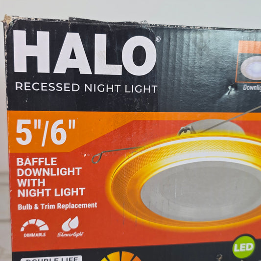 NIOB New HALO Recessed Night Light 5"/6" Baffle Downlight w/ Night Light Bulb & Trim Replacement