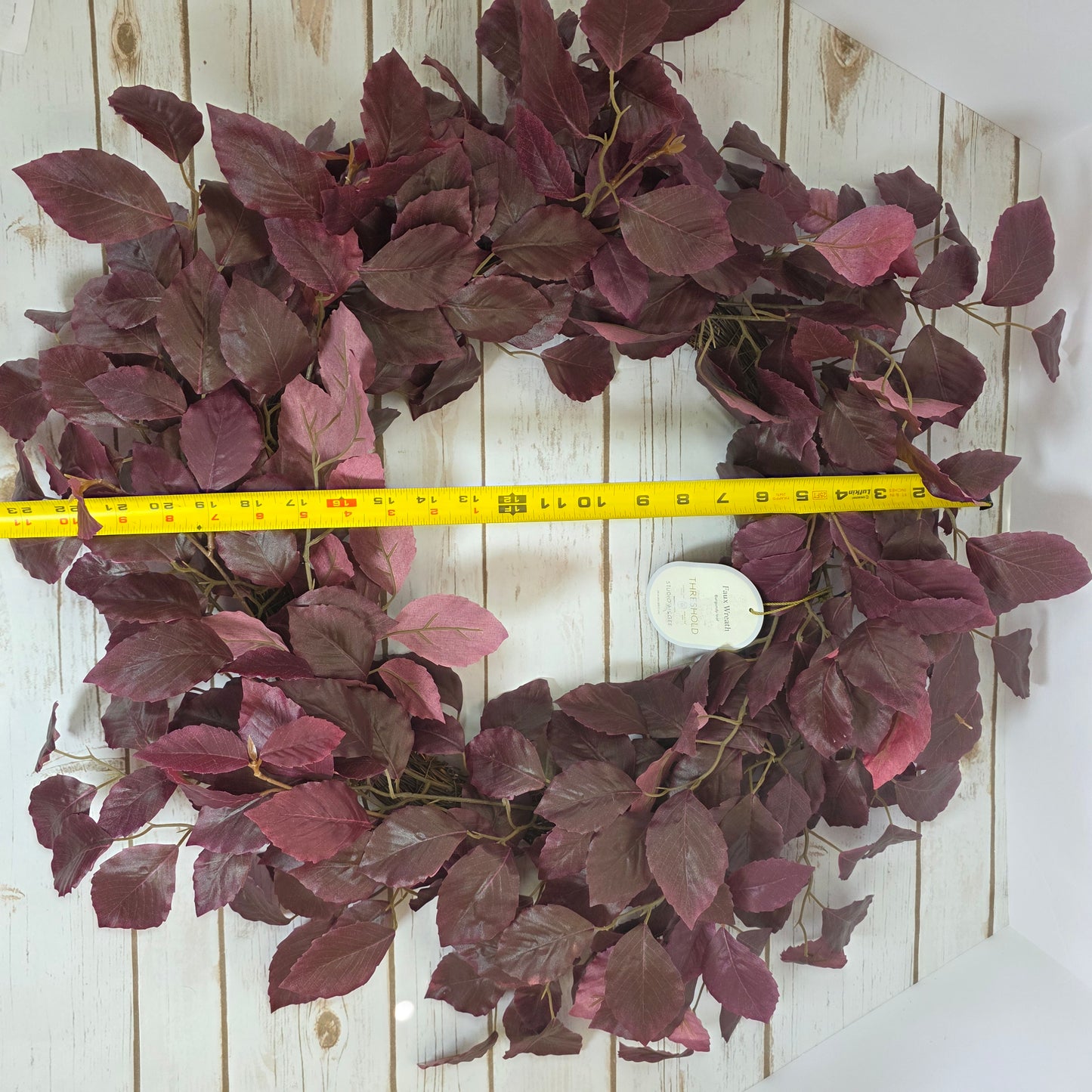 NWT New Threshold Studio McGee Faux Wreath Burgundy Leaf