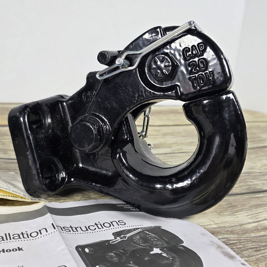 20-Ton Pintle Hook Capacity Hitch Receiever Hook Black