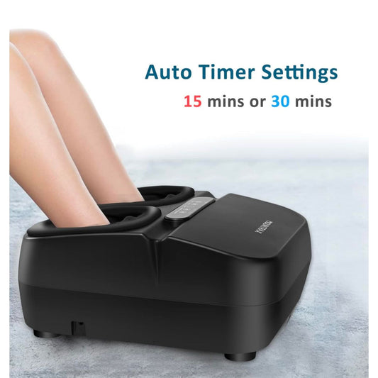 Mountrax Foot Massager W/ Remote Control - Kneading Shiatsu Heat & Timer - Black - Fits Up To Size 12 Feet