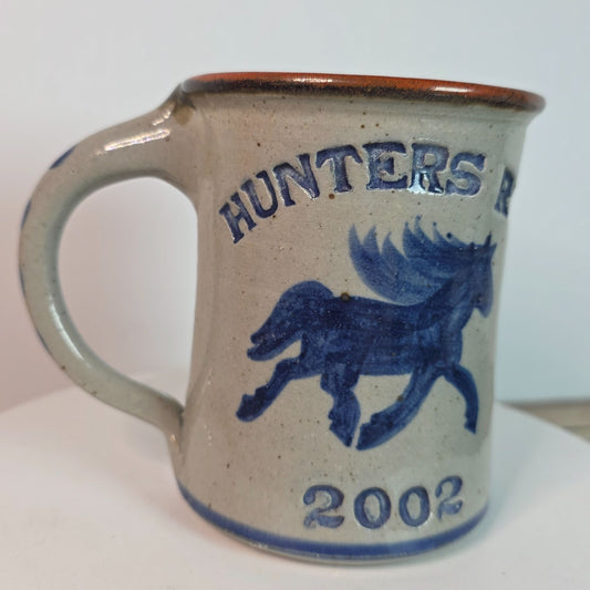 Hunters Run 2002 Blue Horse Stoneware Mug By Dan Harvey