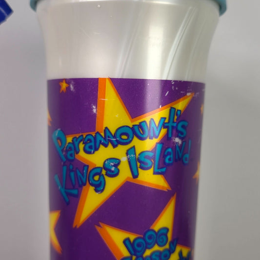 Vintage Paramounts Kings Island 1996 Season Pass Member Souvenir Cup With Lid & Straw