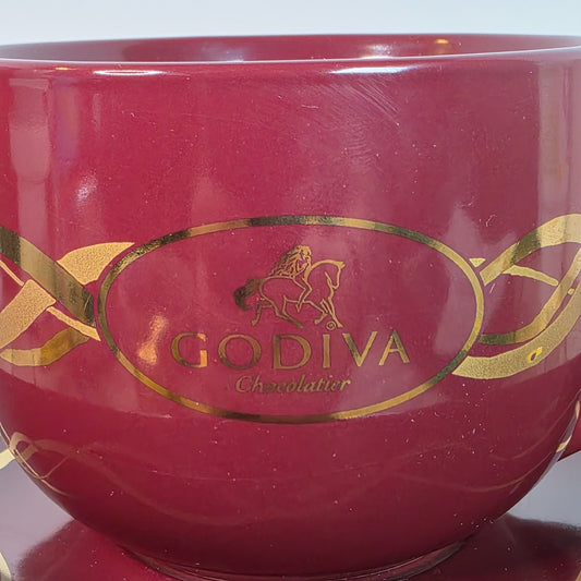 California Pantry Burgundy & Gold Ceramic Cup & Saucer Set