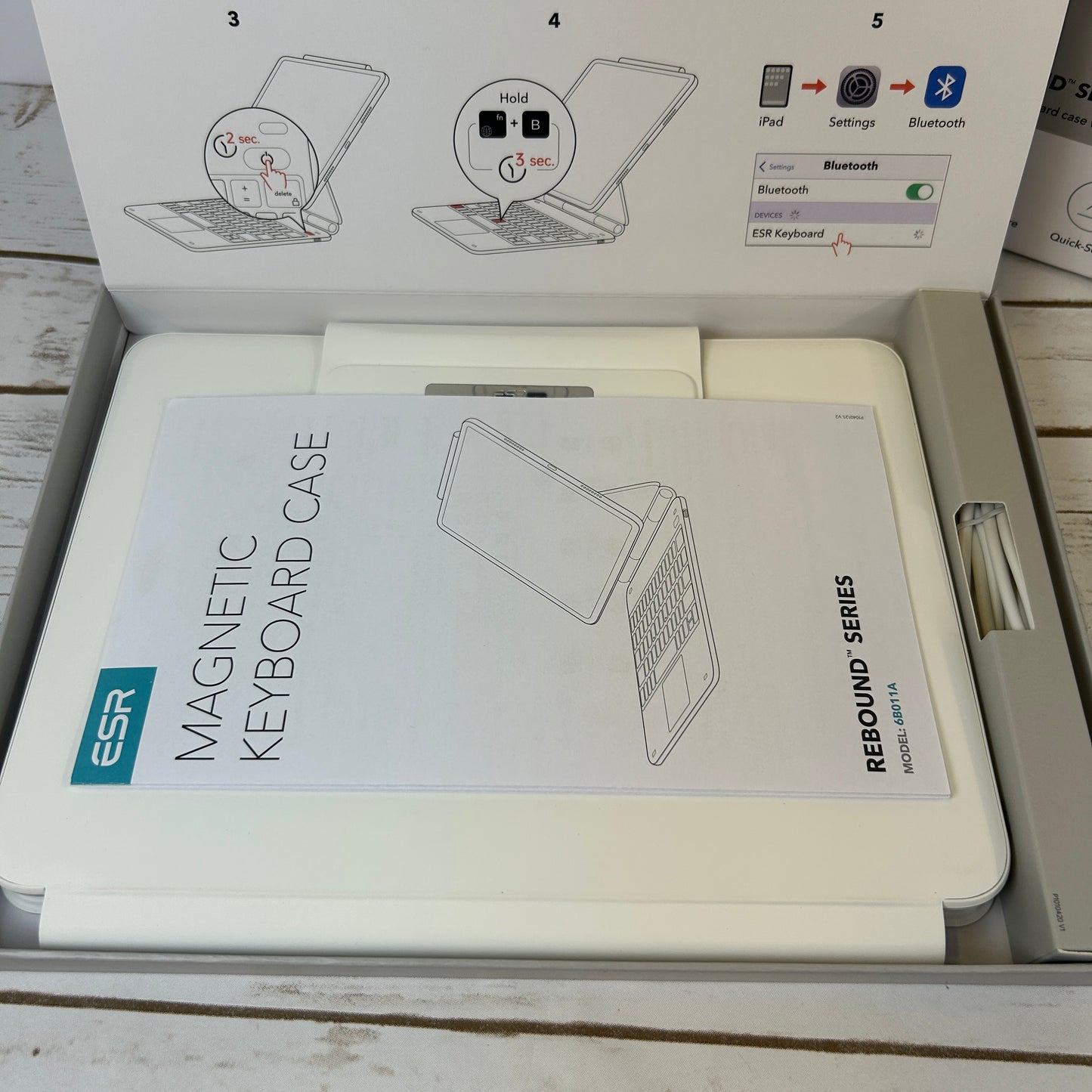 New ESR iPad Pro 11 Inch Case with Keyboard (M4, 2024), iPad Pro 11(5th Gen) Keyboard Case with Easy-Set Magnetic Stand, Portrait/Landscape Modes, Removable Protective Case, Rebound 360 Series, White