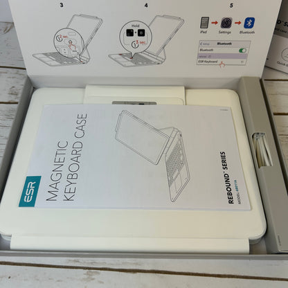 New ESR iPad Pro 11 Inch Case with Keyboard (M4, 2024), iPad Pro 11(5th Gen) Keyboard Case with Easy-Set Magnetic Stand, Portrait/Landscape Modes, Removable Protective Case, Rebound 360 Series, White