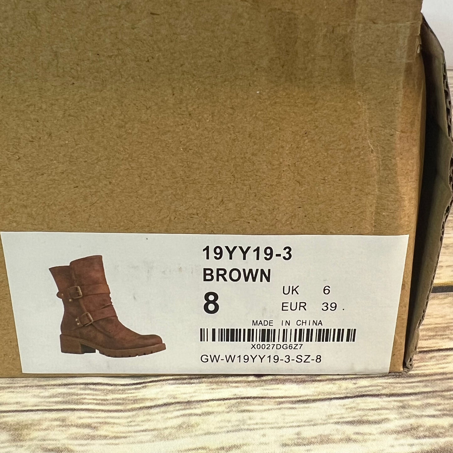 New GLOBALWIN Women’s Brown Faux Leather Mid Calf Biker Boots Size 9 Style 19YY19-3