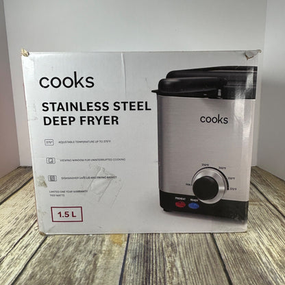 Cooks Stainless Steel Deep Fryer 1.5L With Adjustable Temperature Control & Odor Filter