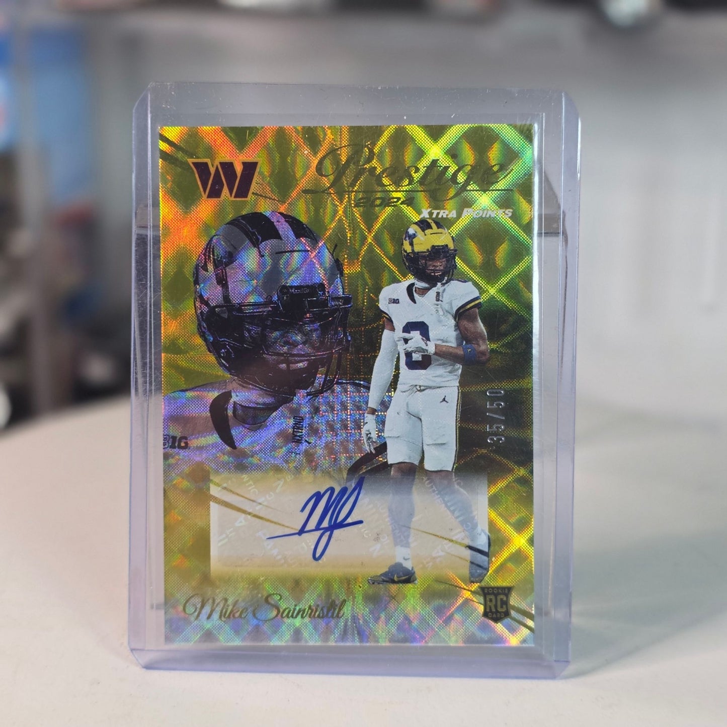 2024 Panini Prestige #337 Mike Sainristil RC rookie Xtra Points Gold Auto 35 /50